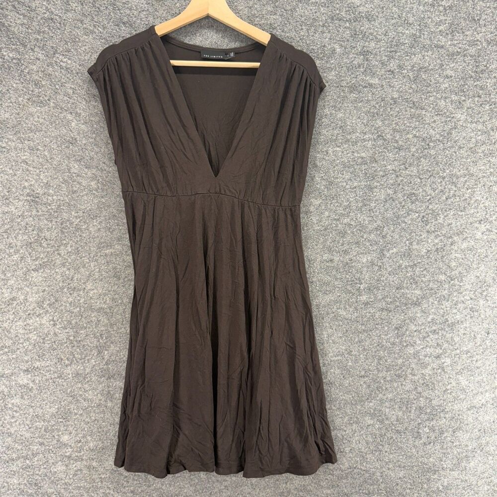 The Limited Dress Women S Small Brown Sheath Midi V-Neck Sleeveless Rayon Casual